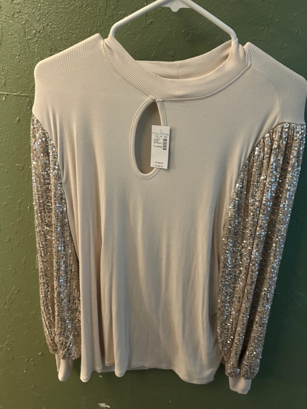 Maurices Cream Ribbed Tank with Scoop Neck